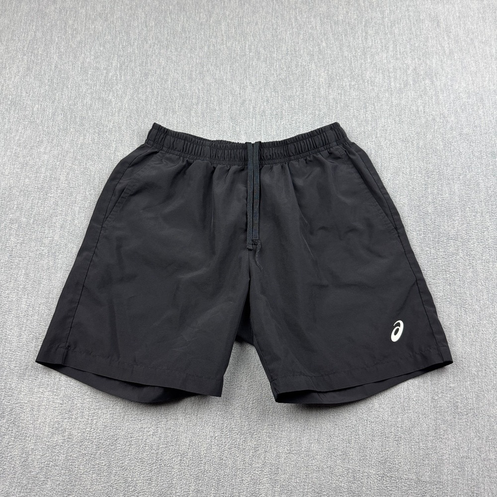 Asics Shorts Kids XL Black Youth Pull On Silver 5" Training Tennis Basketball
